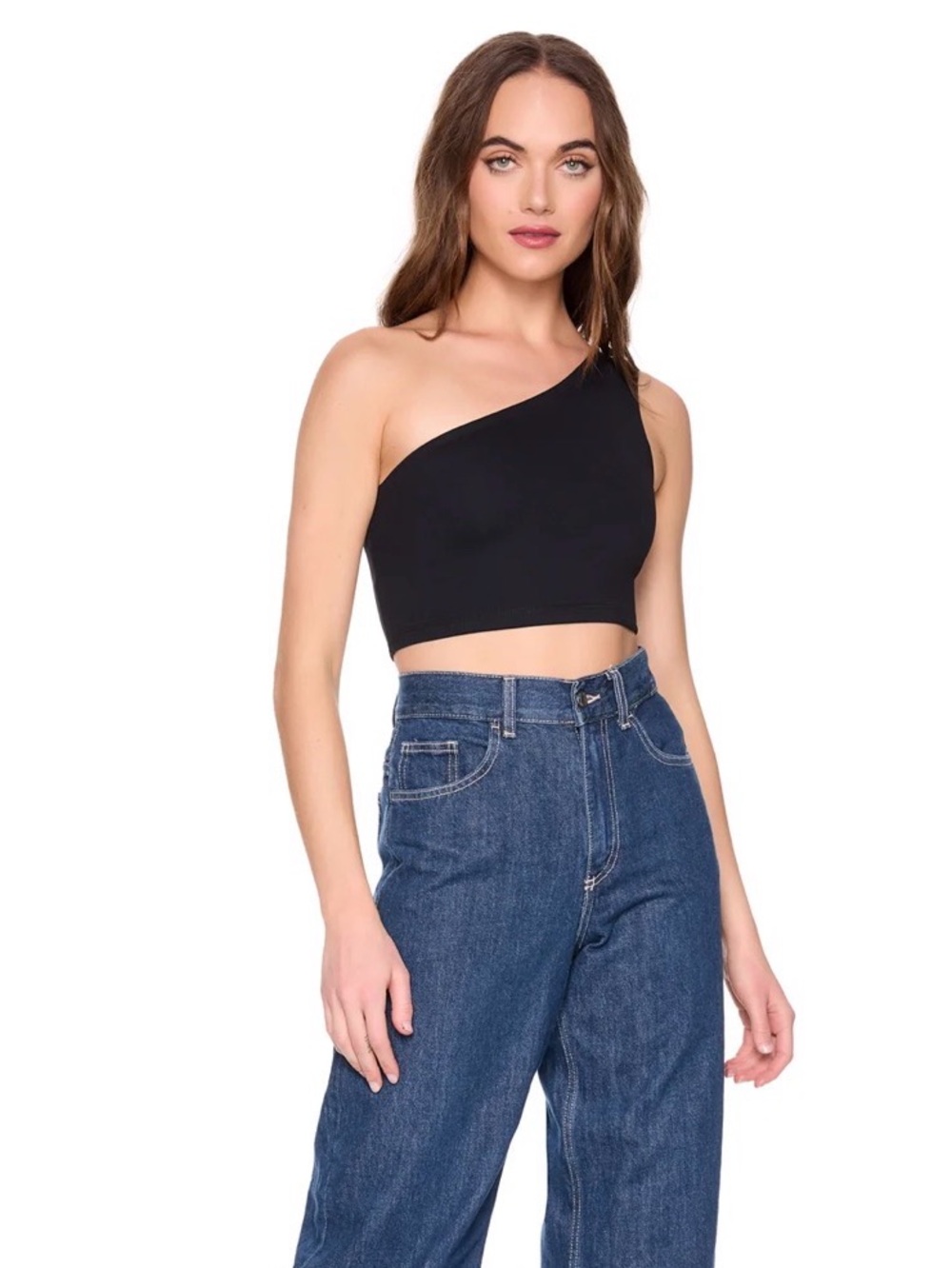 essential one shoulder crop top